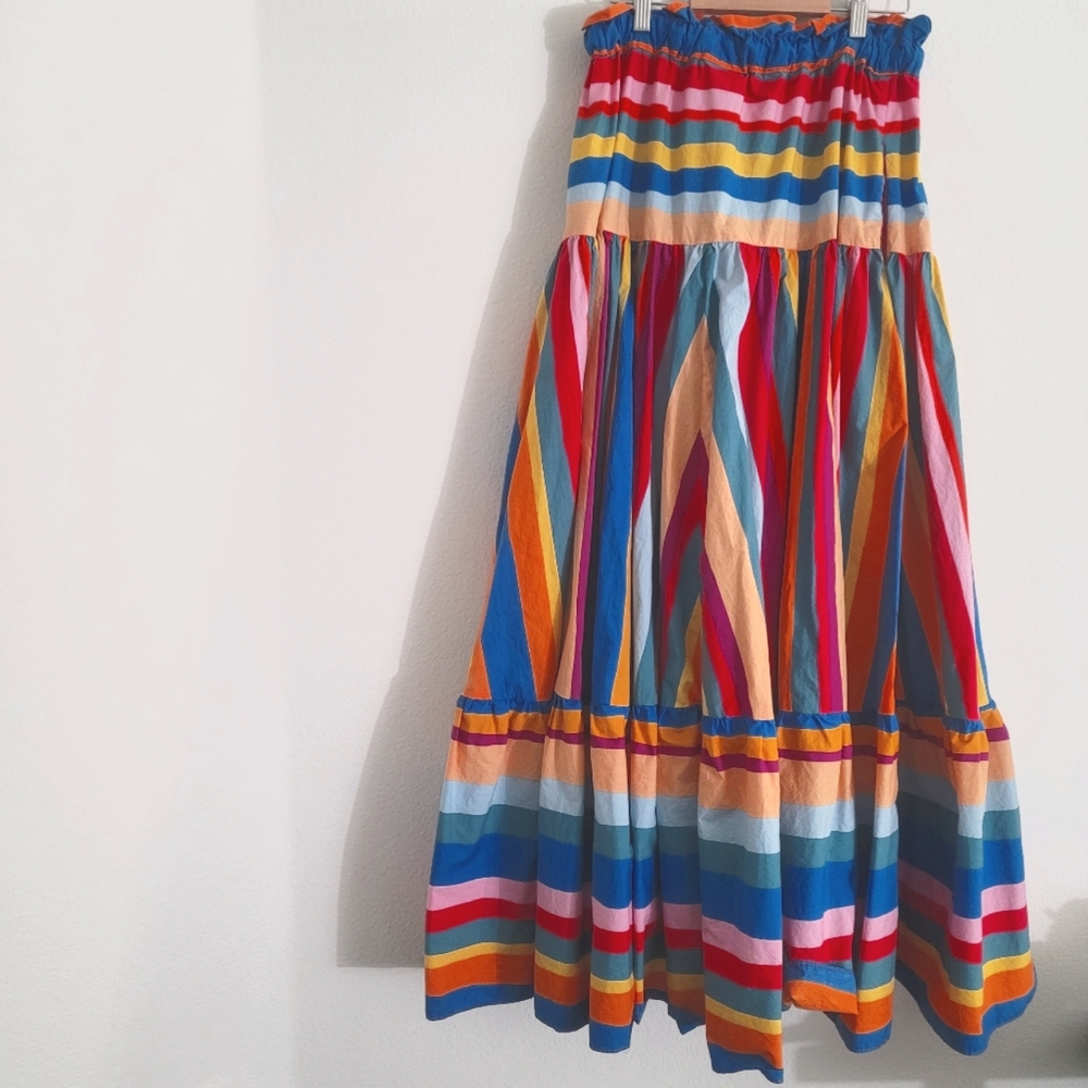 FARM RIO STRIPED SCARF MAXI SKIRT - (SIZE Small) Pockets!